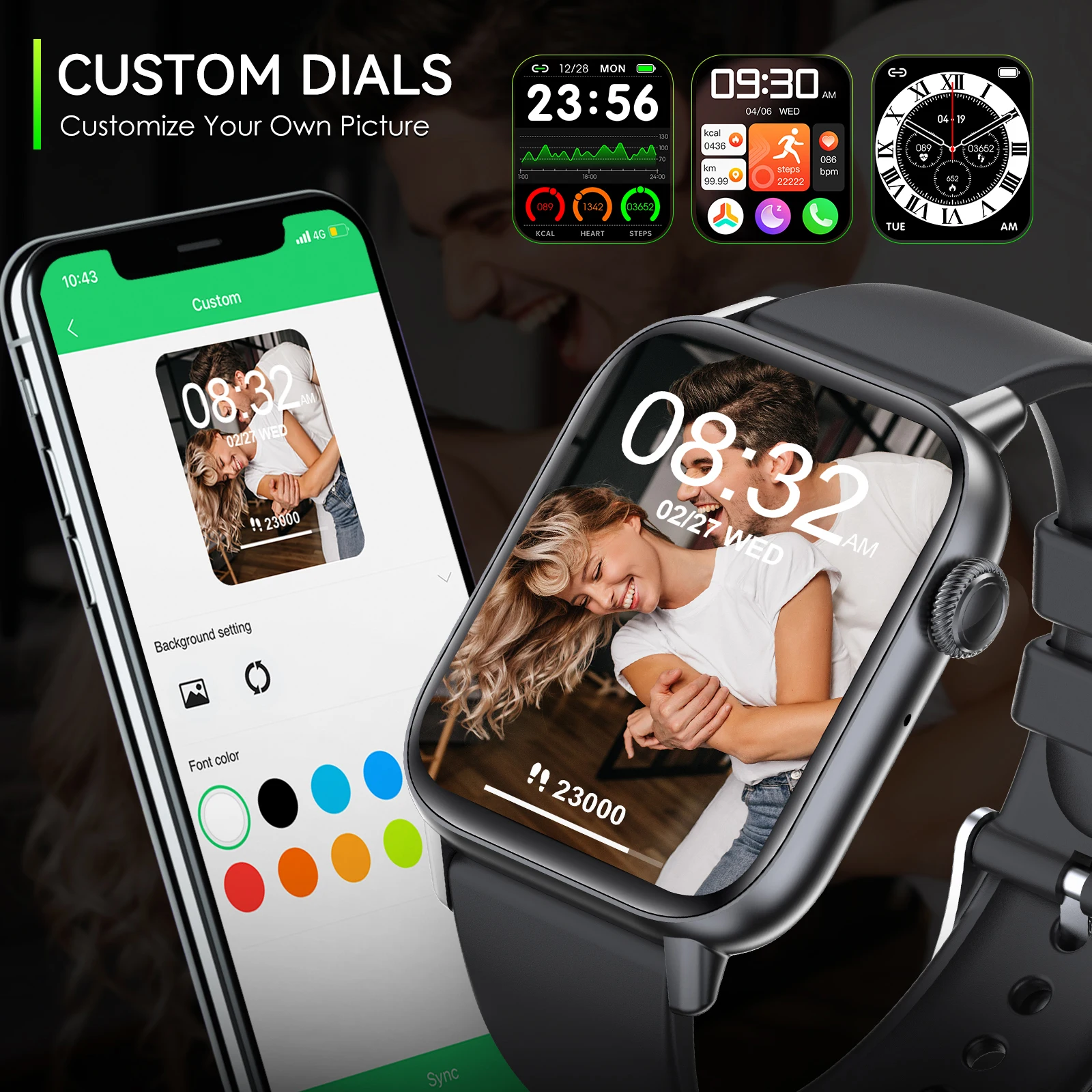 EIGIIS Smart Watch for Sleep Fitness Tracker Heart Rate Monitor Watch 100+Sports Modes Smartwatch Compatible with iPhone Android - Image 5