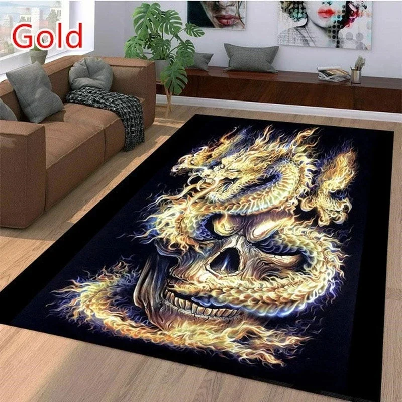 Floor Mat Dragon Rose Skull Carpet Rug 3D Printing Door Mat For Living Room Bedroom Entrance