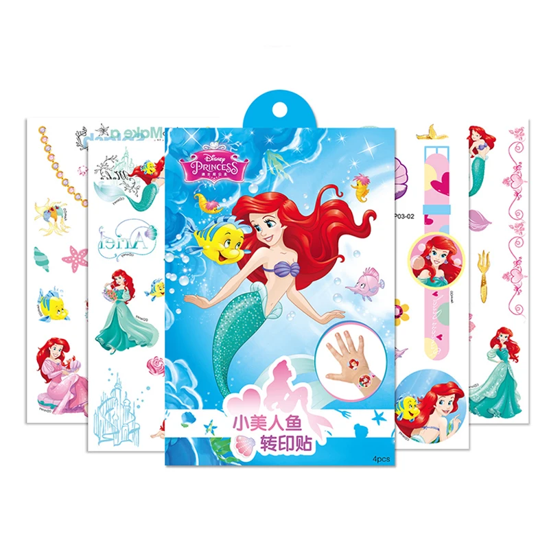 Disney sticker Frozen elsa Anna Princess Tattoo sticker Makeup Toys Nail Stickers Princess Party decoration kids toys 4pcs/lot