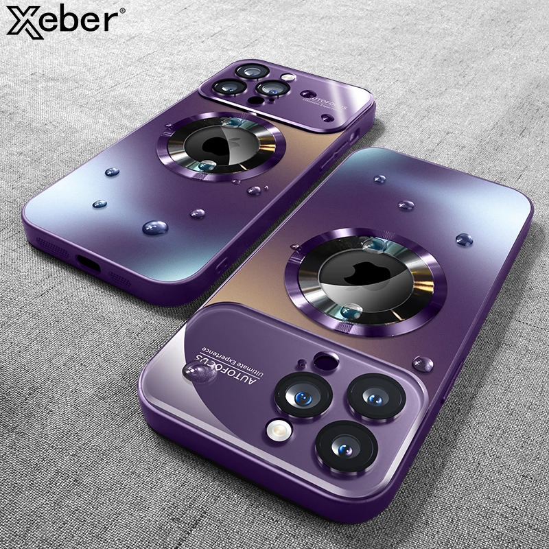 Luxury Matte Magnetic Wireless Charging Case with Glass Lens Camera Protection Cover