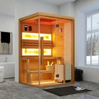 Steam Sauna,with 2300W Stove Heater,with 2 Himalayan Salt Bricks,7-Color Dynamic Abysm Sky Lights 2-4 Person Luxurious Sauna 1