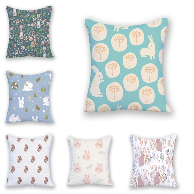 

Pillow Cover Flocking Decor Home Cushion Cover 45x45 Decorative Living Room Decor Leaf Colorful Square Printed DF469