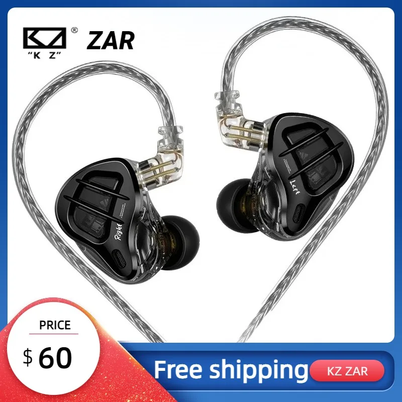 

KZ ZAR Metal Earphones 1DD+7BA Hybrid technology HIFI Bass Earbuds In Ear Monitor Headphone Sport Noise Cancelling Headset