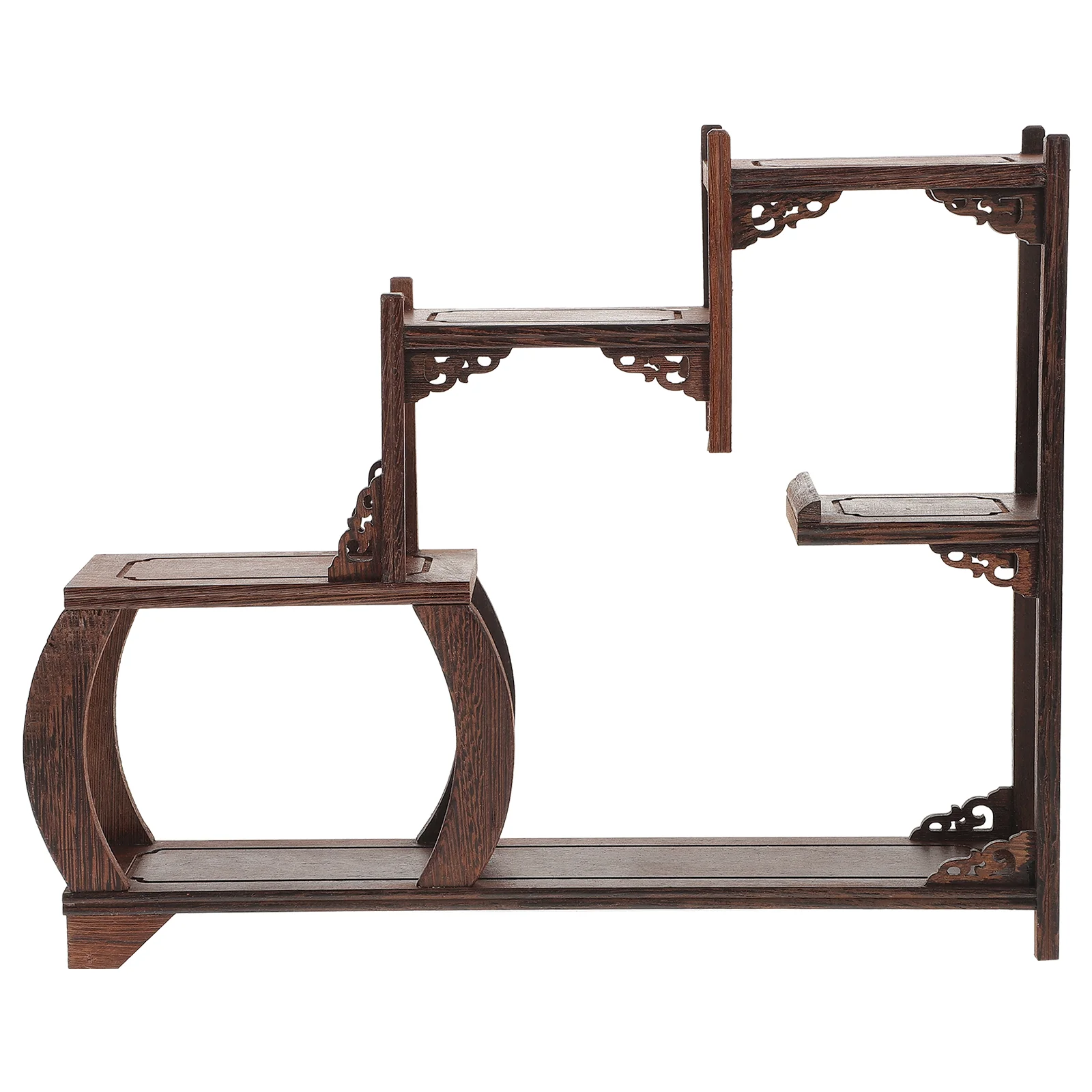 

Display Shelf Curio Rack Stand Chinese Desktop Storage Wooden Wood Figurines Pot Flower Cabinet Rosewood Retro Planter Ornament