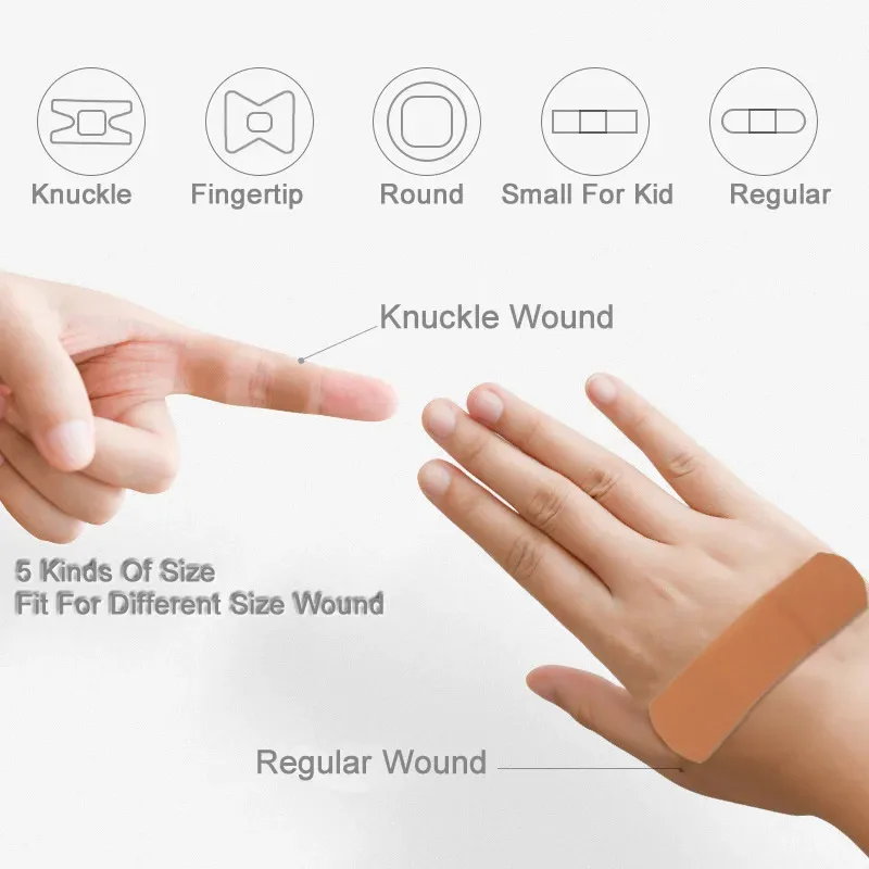100 pcs Waterproof First Aid Wound Plaster Multi Size Band-Aid Patch for Travel Home First Aid Kit Emergency Kits Accessories