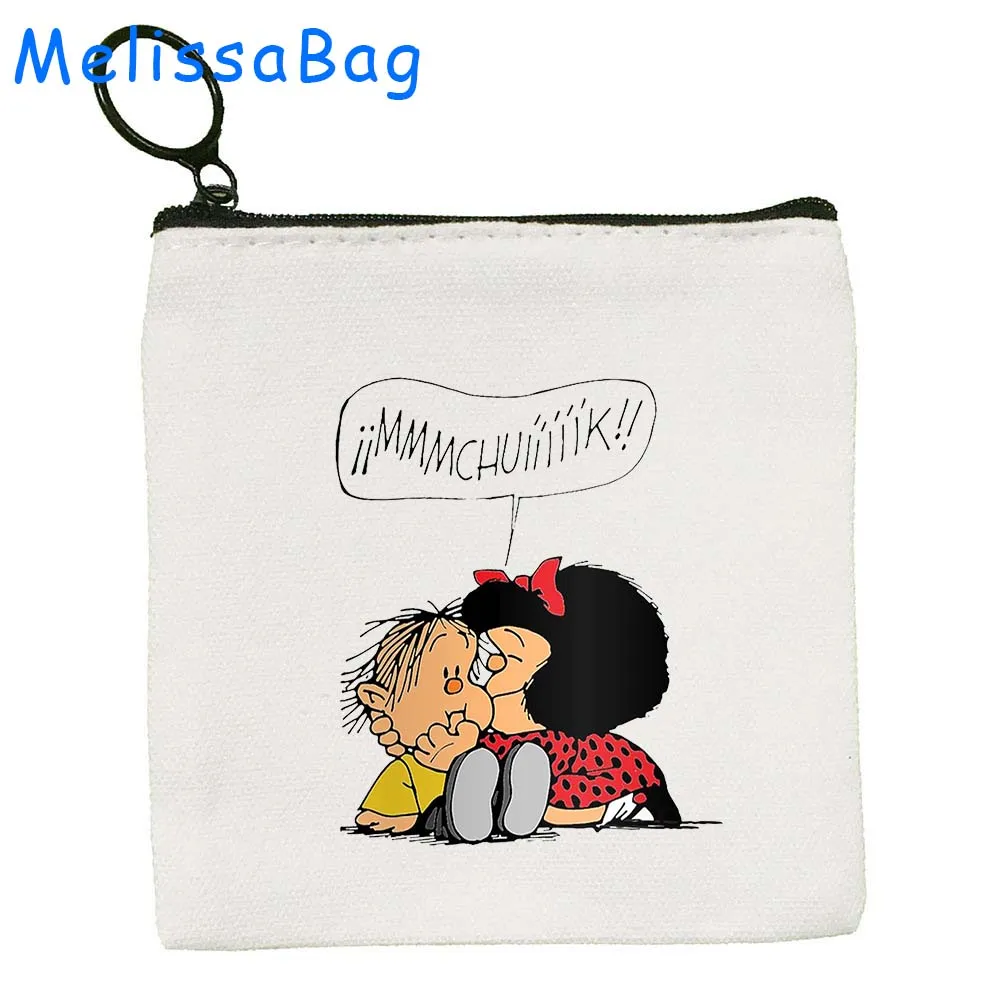 Funny Quotes Mafalda Comics Canvas Coin Purse Key Case Bags