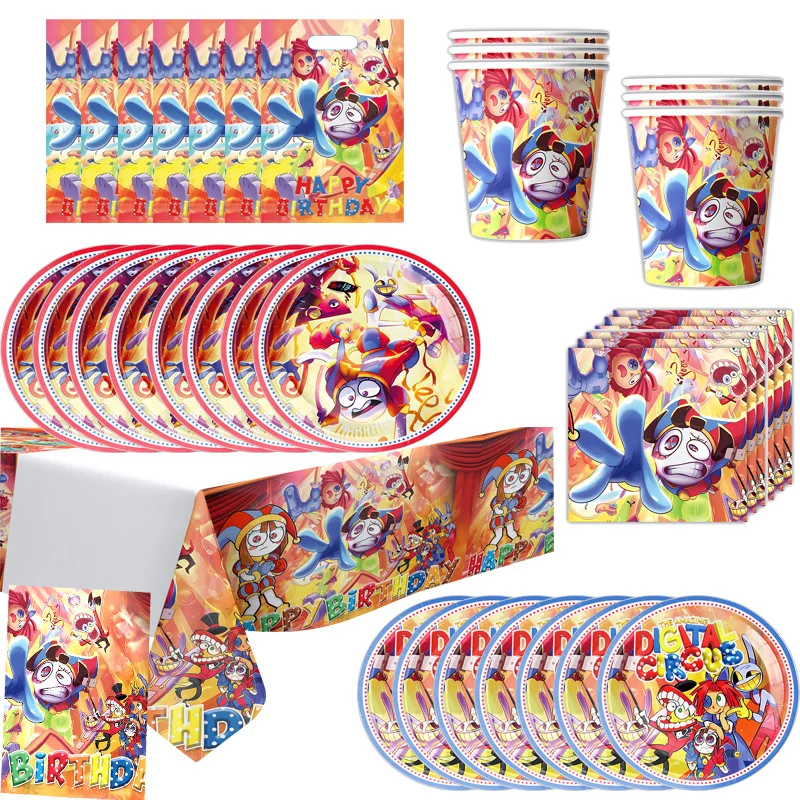 The Amazing Digital Circus Birthday Party Decoration Stoviglie Usa E Getta Palloncino Baby Shower Bambini Ragazzi Ragazze Tazza Di Carta Giocattolo Fa