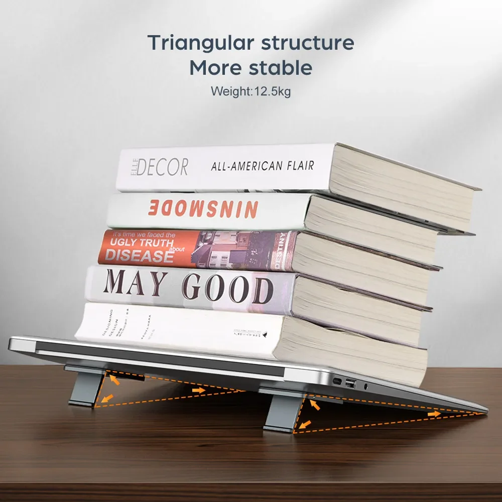 Eary 2PCS Zinc Alloy Mini Foldable Laptop Stand Portable Computer Keyboard Riser with 2 Adjustable Angles Self-Adhesive for Desk