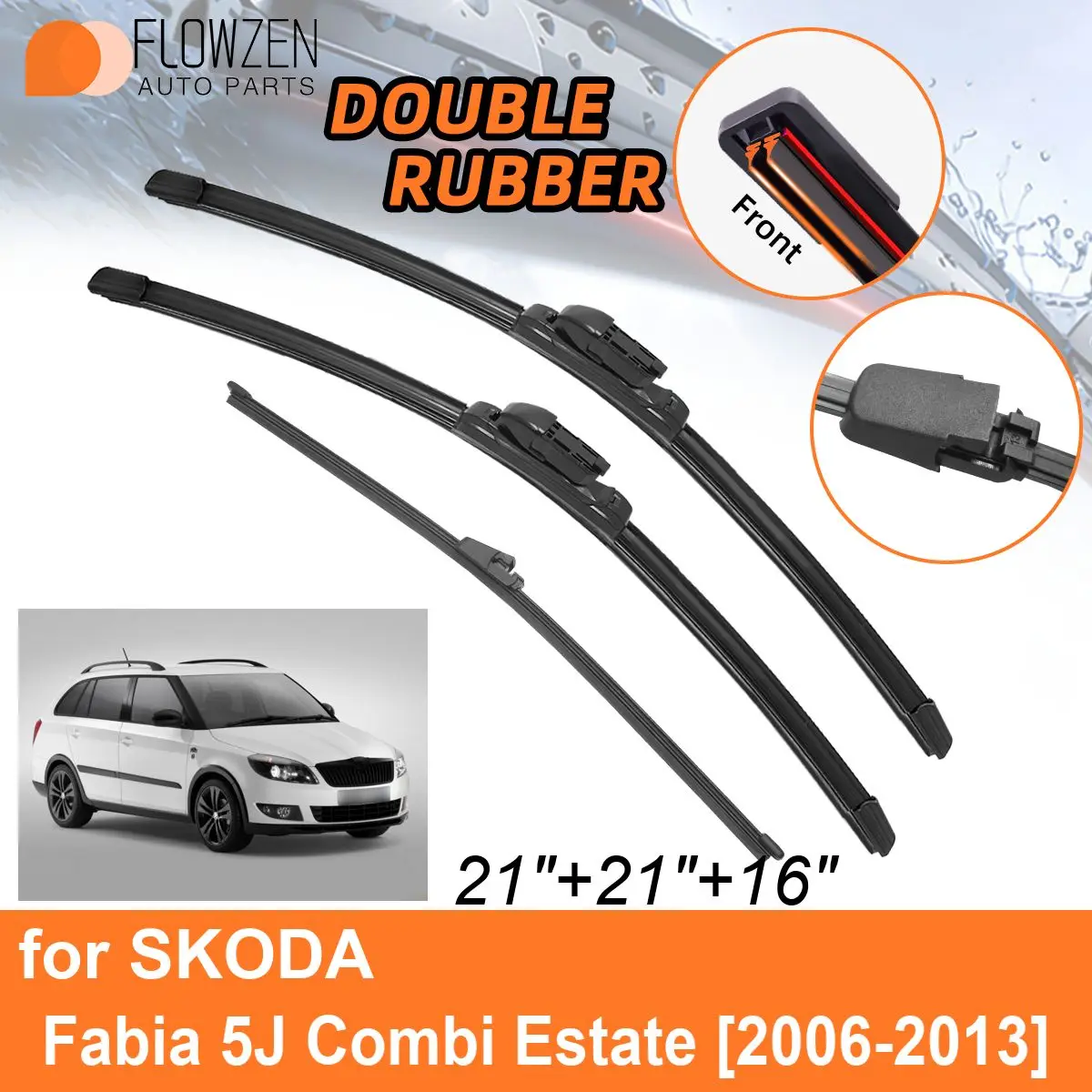 

Двойные резиновые автомобильные дворники для SKODA Fabia 5J Combi Estate 2006-2013, задние щетки, аксессуары 2008 2009 2010 2011 2012