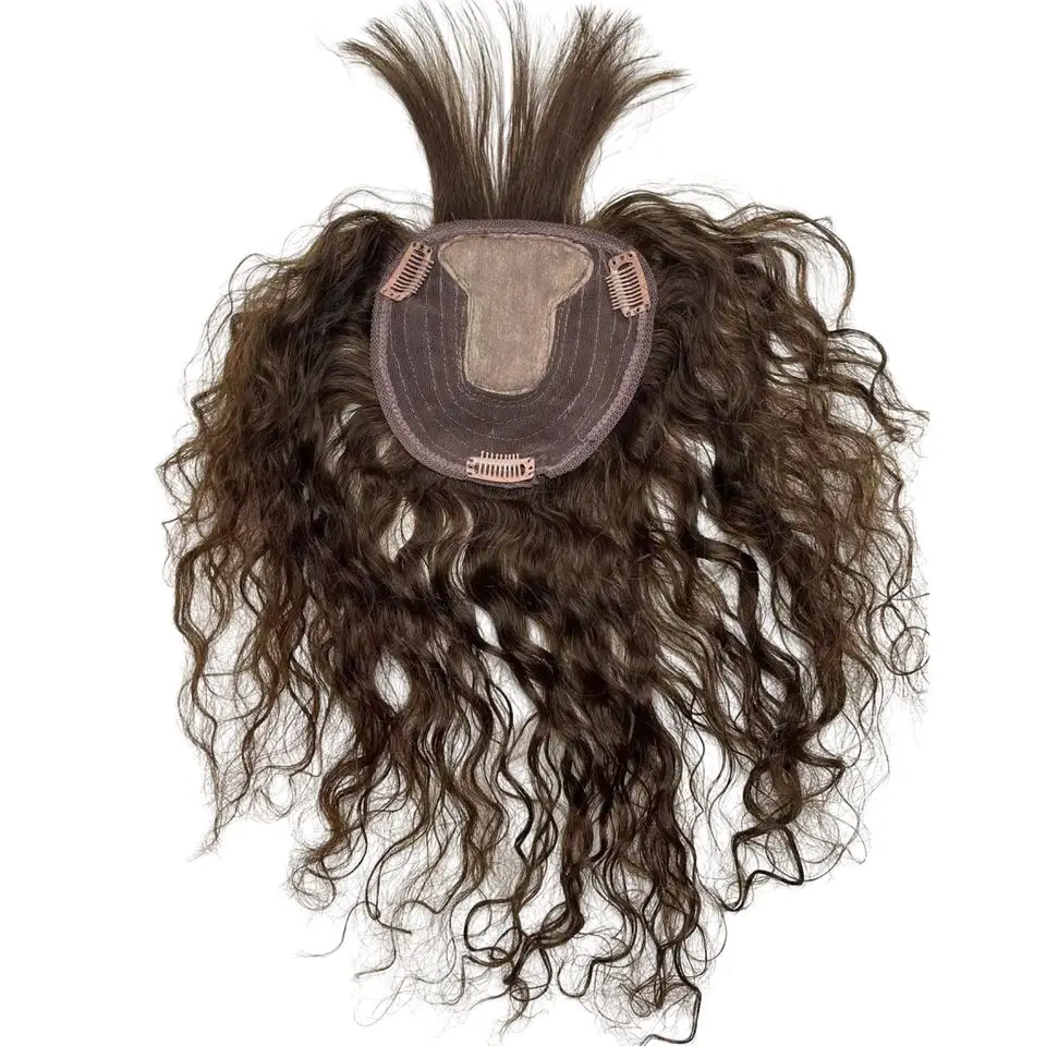 Topper per capelli ricci in capelli umani con frangia - immagine 4