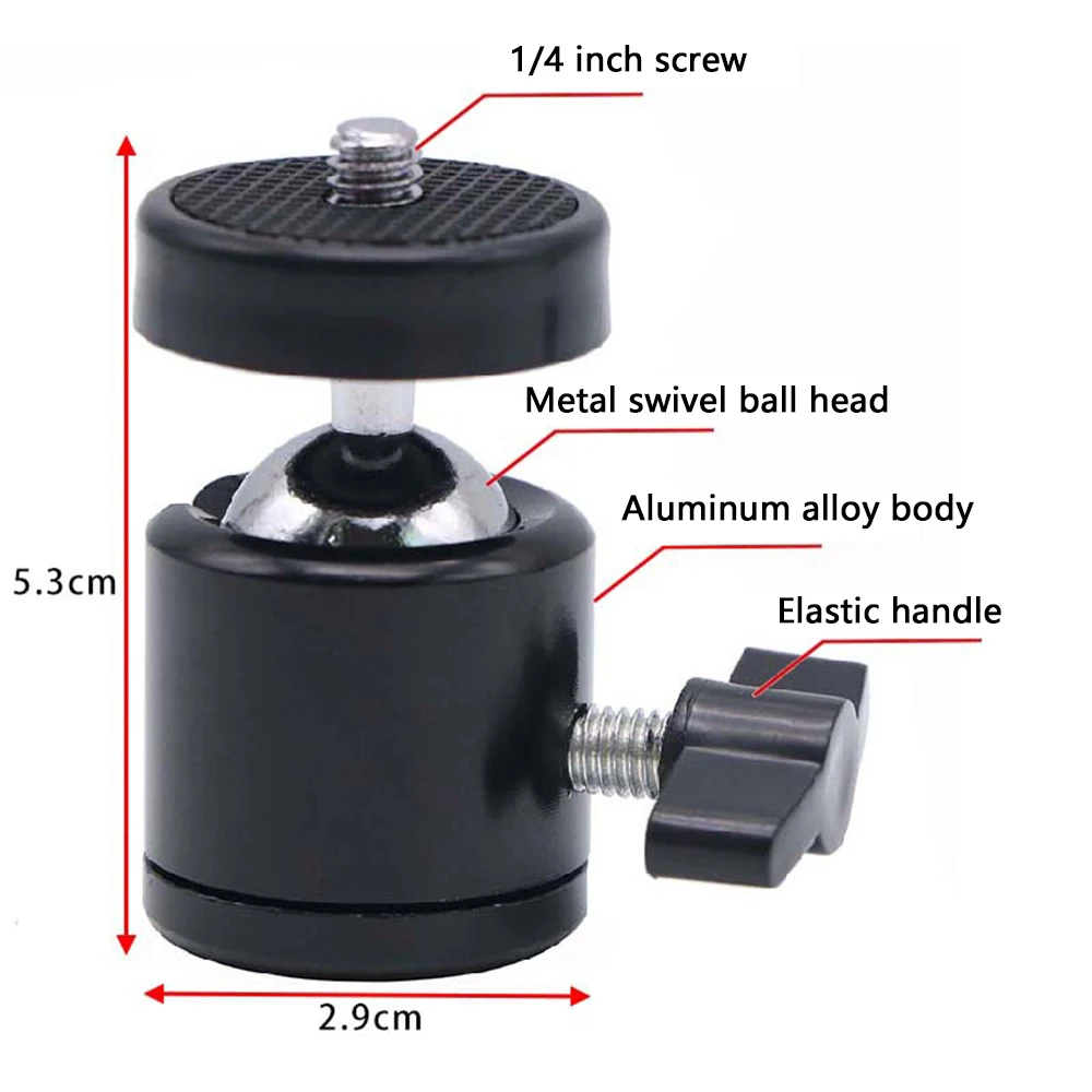 1pc Mini Tripod Ball Head 1/4 & 3/8 Hot Shoe Adapter Cradle for DSLR Camera 360 Rotatable Camera Tripod Bracket Holder Mount tripod ball head