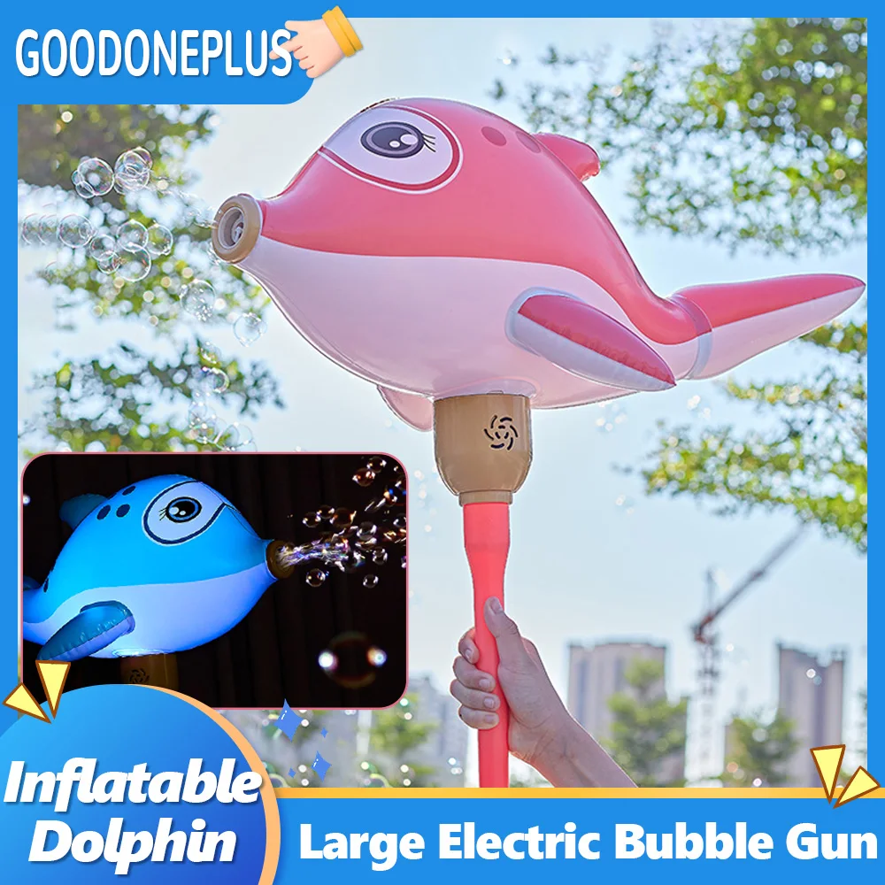 

Automatic Bubble Gun Inflatable Toy Balloon Dolphin Soap Bubble Machine Maker Large Electric Handheld Flashing Outdoor Kids Gift