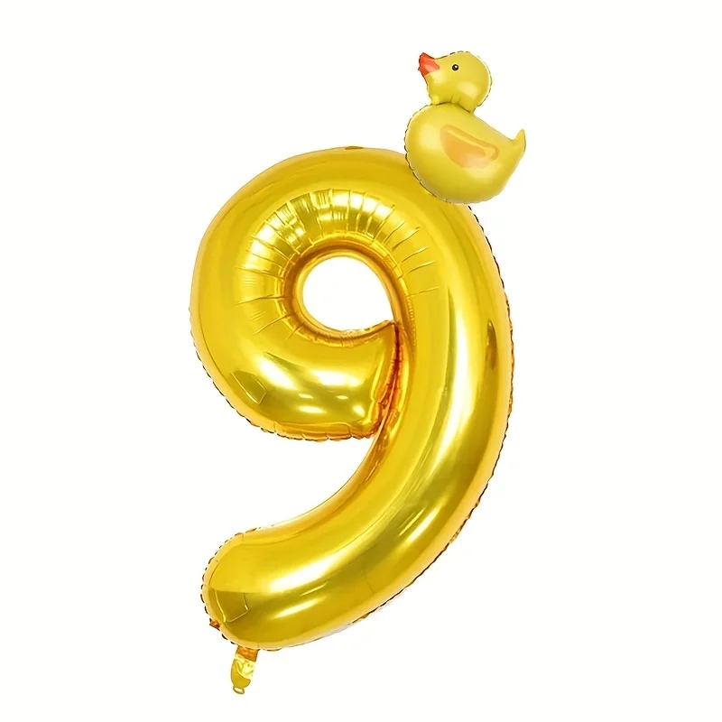 2er-Set Mini-Enten-Folienballons, goldene 40-Zoll-Zahlenballons 0-9 für Geburtstagsfeiern, Babyparty-Luftballons – Detail 9