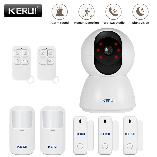 KERUI Multifunction 3MP Camera Alarm System Home Security Surveillance Kit with Motion Detector Door Sensor APP Remote Control 2