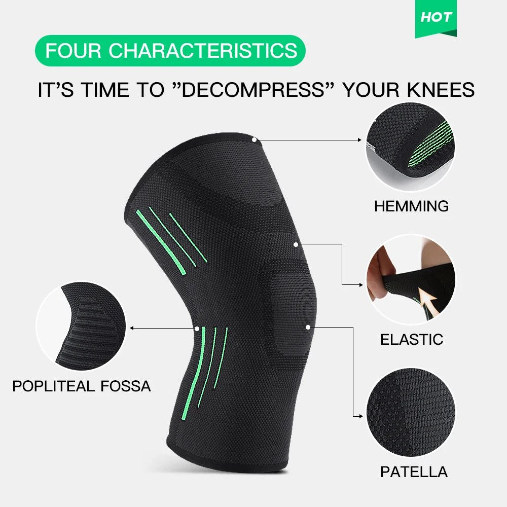 2Piece Bandage Running Cycling Knee Support Braces Compression Elastic Nylon Polyester Kneepad Sleeves For Basketball Volleyball
