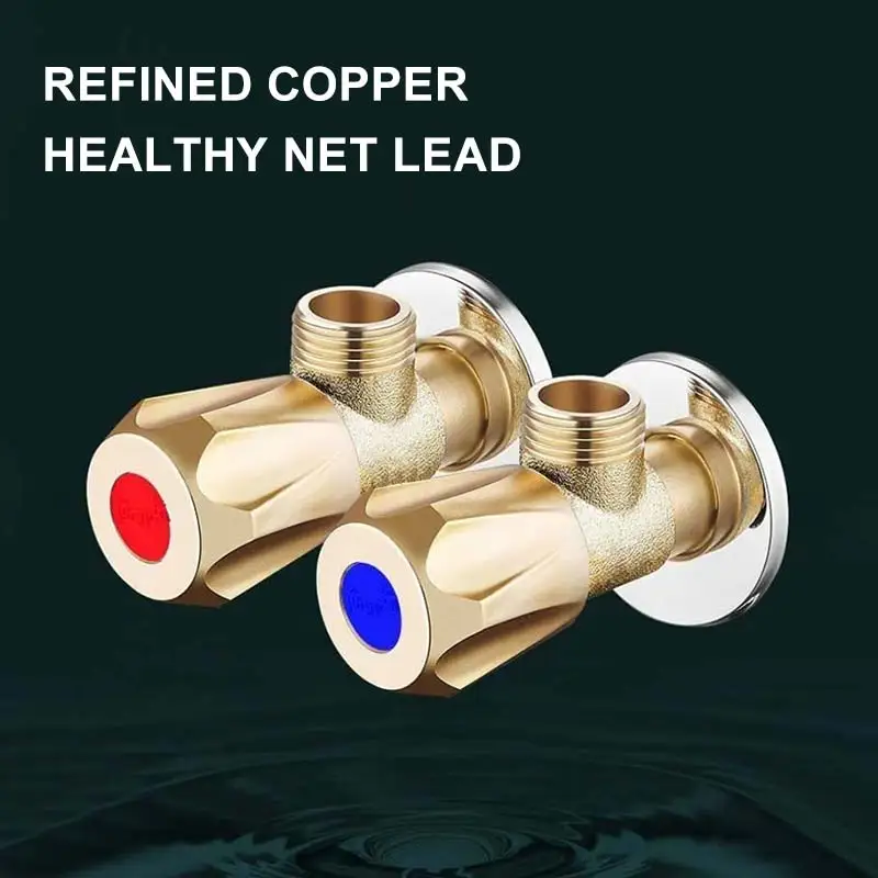 G1/2 Faucet Triangle Valve 59 Refined Copper Water Heater Valve  Kitchen Sink Bidet Switch Water Valve Bathroom Accessories