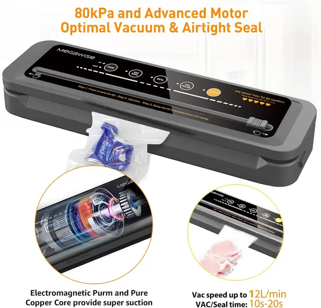 Vacuum Sealer Machine | 80kPa Suction Power| Bags and Cutter Included | Compact One-Touch Automatic 2