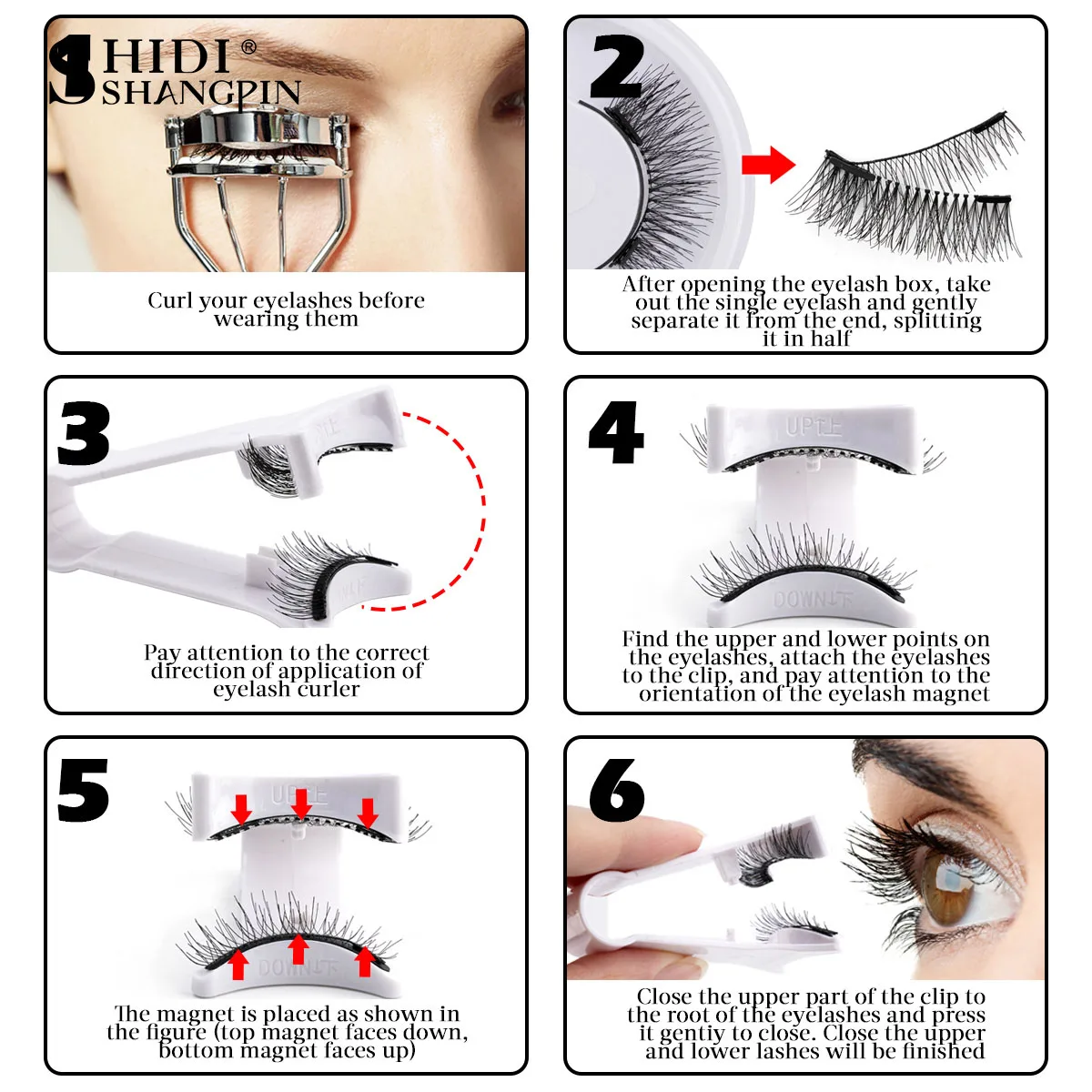 Magnetic Lashes Kit With Curler Pack 5 pairs 3D Magnetic False Eyelashes No Glue Needed Fluffy Reusable Make Up