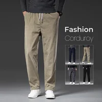 Men's Corduroy Straight Casual Pants Spring Autumn Business Leisure Fashion Trousers Regular Fit Male Pants Brand Clothes