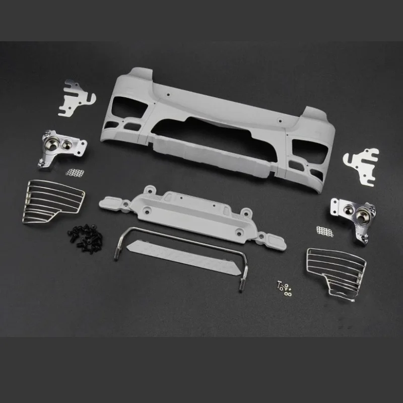 CNC Aluminum Alloy Front Bumper Car Shell Accessories For 1/14 Tamiya RC Truck AROCS 3363 3348 Tractor Tamiya LESU Upgrade Parts 5