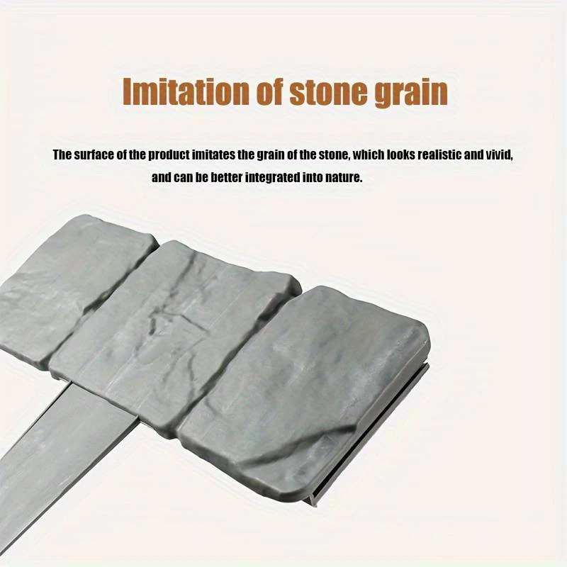 Garden Edging Border 20pcs Plastic Imitation Stone Fence Panels Patio Outdoor Barrier