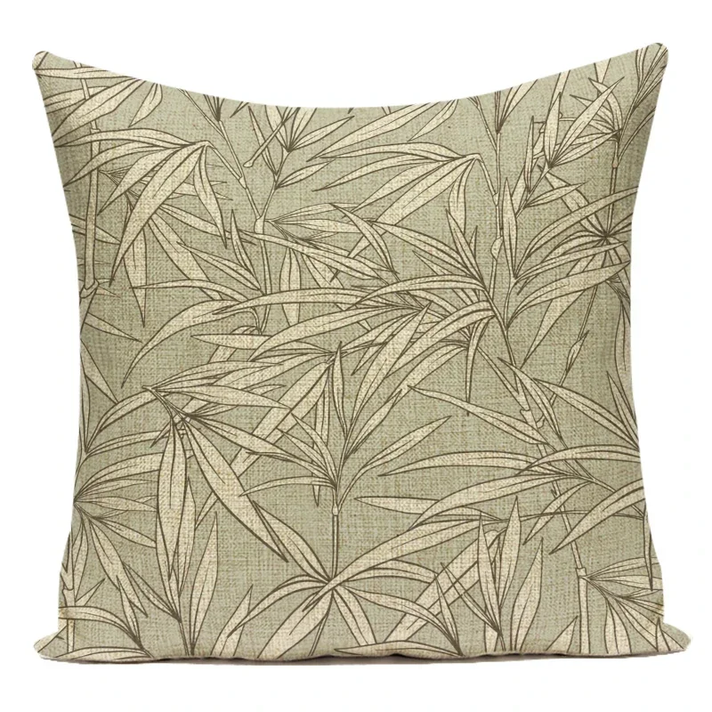 Nordic Bamboo Leaves Decorative Cushion Cover - Fresh Green Home and Sofa Accent