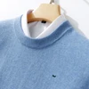 Cashmere Sweater O-neck Pullovers Men's Loose Oversized M-5XL Knitted Bottom Shirt Autumn Winter New Korean Casual Warm Top 1