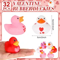 50Pcs 2.4Inch Valentine Rubber Duck in Bulk Valentine's Day  Heart Rubber Duck for Pool Bath Toy Classroom Prize Party,12 Style 2