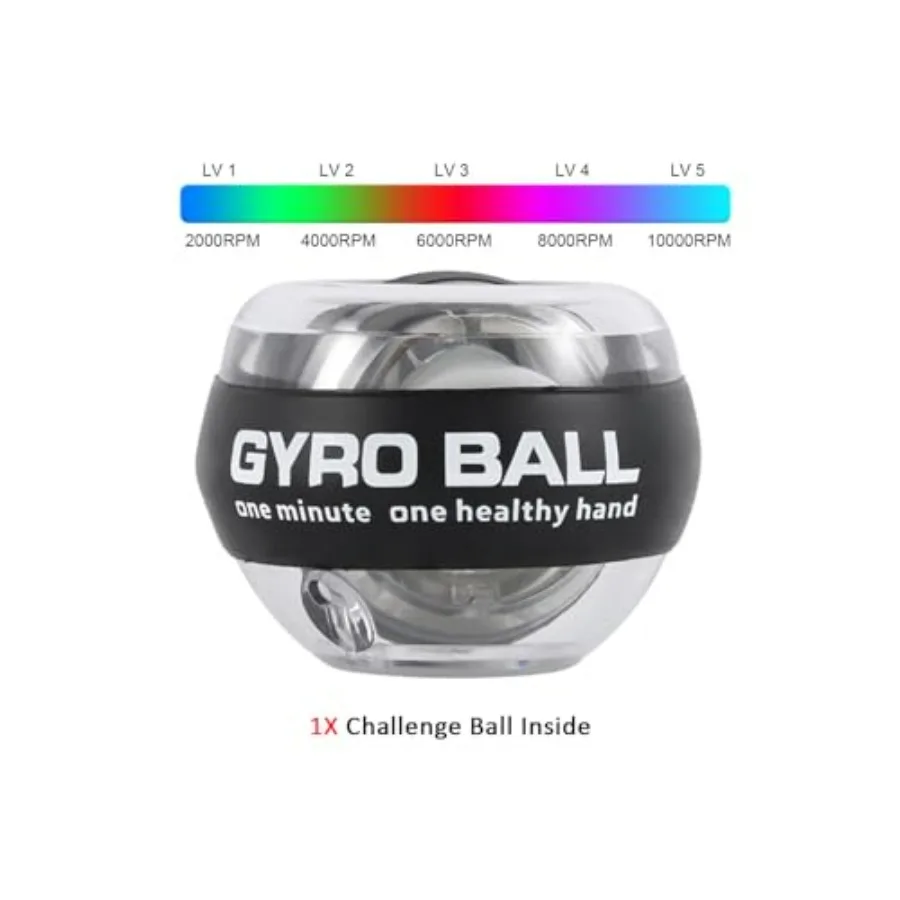 4pcs Gyro Ball Wrist Exerciser, Forearm Trainer, Gyroscopic Ball for Stronger Arms, Wrists and Fingers with LED Lights