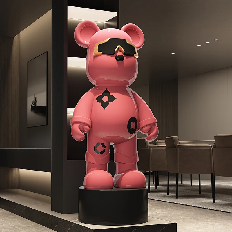 Light Luxury Pink Violent Bear Floor Decoration Living Room Sofa TV Cabinet Piggy Bank Creative Gift Sunglasses Sculpture 3