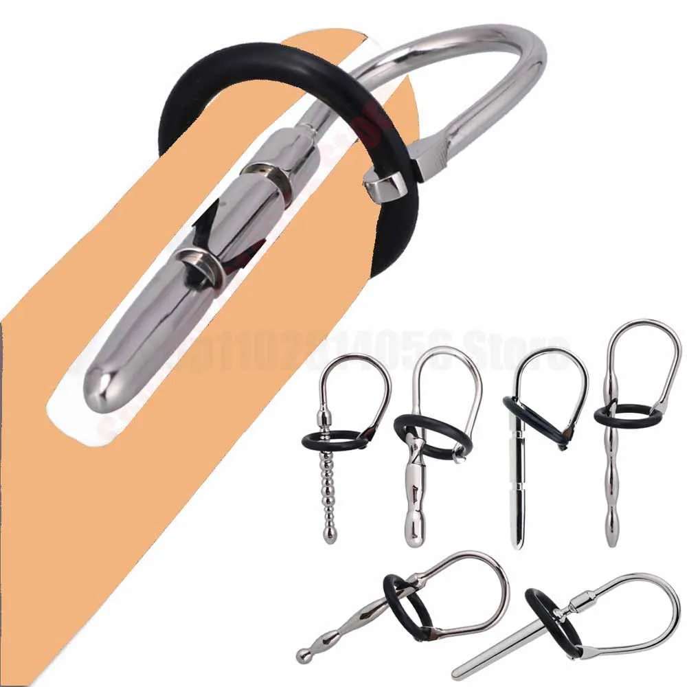 Stainless Steel Urethral Dilator Men Chastity Catheter Penis Plug Horse Eye Stimulate Masturbation Rod Urethra Lock Ring Sex Toy