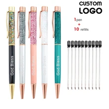 

Pen + 10 Refills Gold Foil Metal Ballpoint Pen Personalized Gifts Pen Custom Logo Office Supplies School Student Stationery