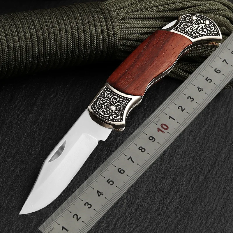 

New Pocket Folding Camping Mini Knife Antique Wood Handle Survival Self Defense Hunting Tactical Knives Outdoor EDC Tools