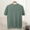 Spring Summer Men's Short Sleeved Pure Wool T-Shirt Sweater O-neck Solid Color Loose Pullover Knitted Sweater Casual Top 1