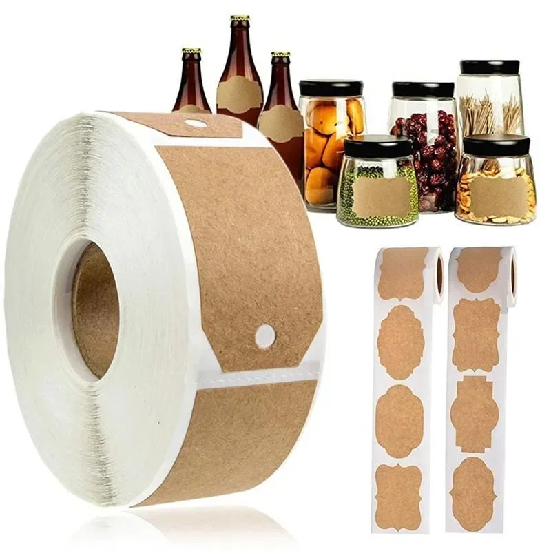 Description Picture 2 of item300Pcs/Roll Kraft Paper Stickers Spice Jar Labels Handmade Stationery Gift Tags Paper Xmas Decor DIY Envelope Sealing Sticker