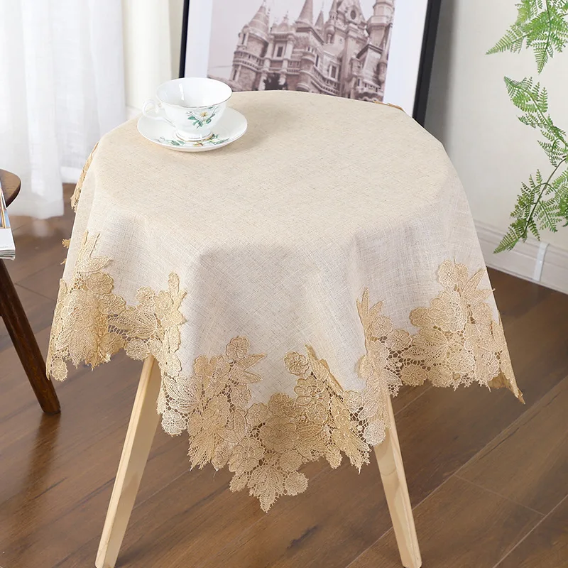 Table Cover White Linen Cotton Tablecloth Rectangular Flower American Fabric Nordic Tv Cabinet Table Cloth Lace Pattern Modern - Image 6