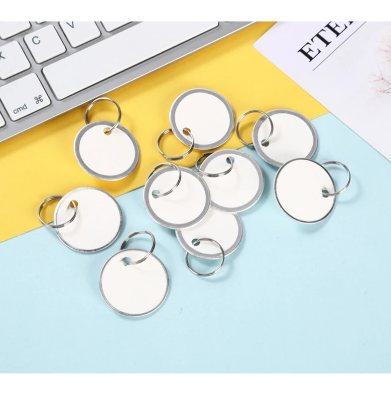 

50 Pieces Metal Rimmed for Key Tags Round Paper Tags with Metal Rings White Label for Car Keys and Door Keys 31mm White