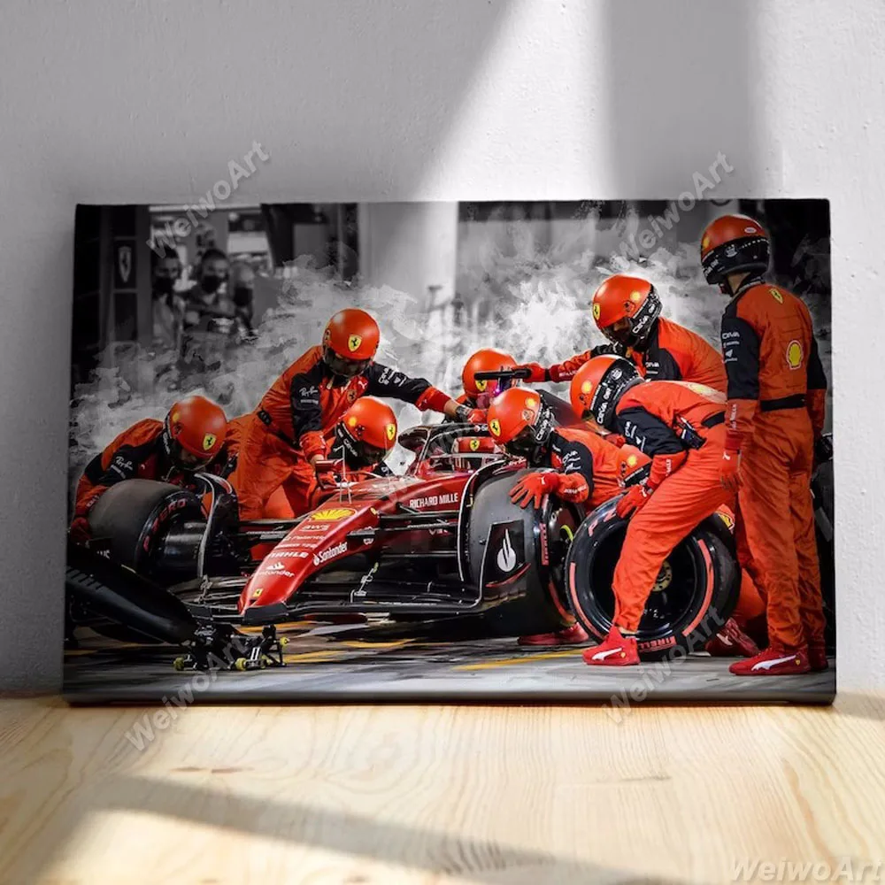 Charles Leclerc F1 Pit Stop Poster Ferraris F1-75 Car Canvas Painting Stampe Formula 1 Racing Wall Art Picture Room Decor Gifts