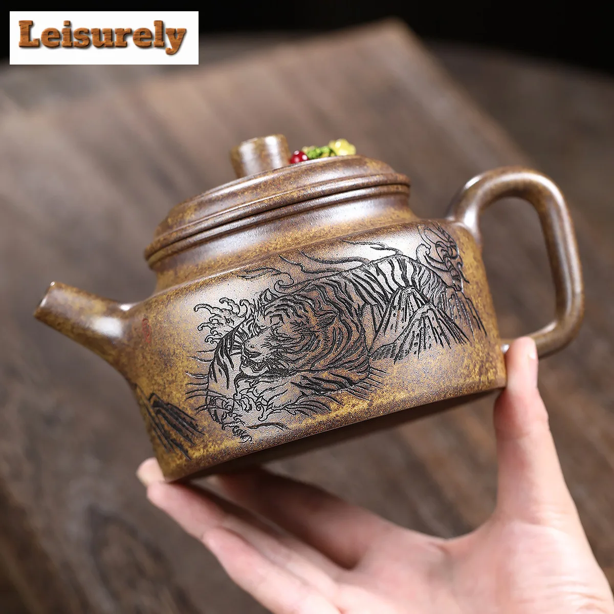 510ml Yixing Purple Clay Teapots Handmade Dragon Tiger Pot Raw Ore Wood-fired Porcelain Mud Kettle With Filter Zisha Tea Set