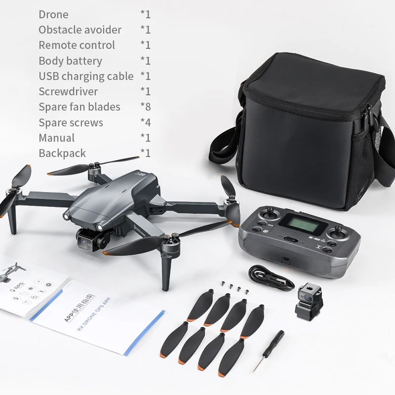 Drone L600promax Argent pour Enfant - Caméra HD, Plie, Jouet Cadeau