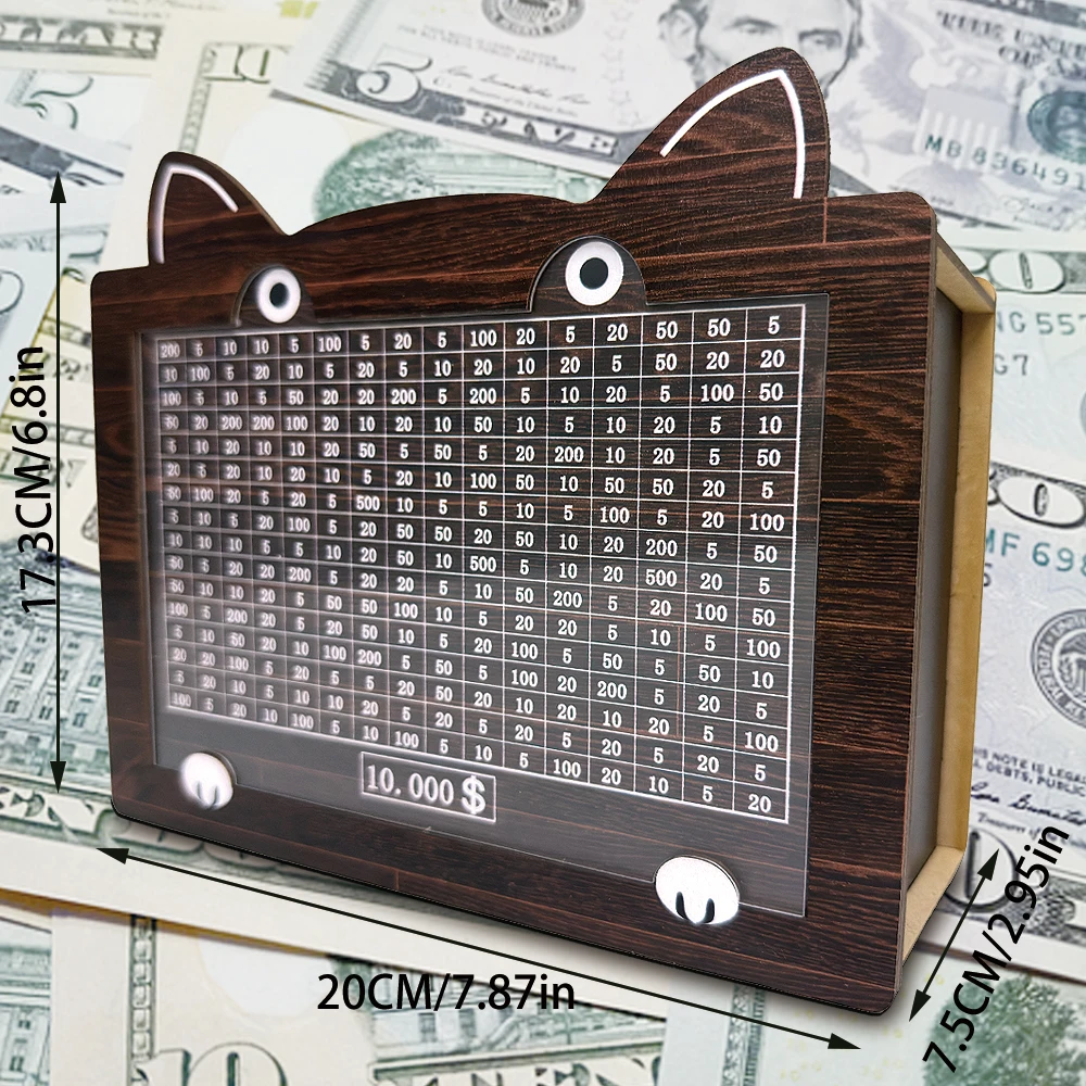Decorative Natural Wooden Money Box With Counter Kitty Bank Handmade For Creative Children's Saving The Money Goal 10000 Dollor 5