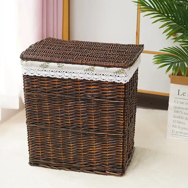 thumbnail image 1 of Cesta de almacenamiento de ropa Aoliviya, cesta de lavandería, cesta de tela grande tejida de ratán con tapa, caja de almacenamiento tejida para el hogar, desechos, 1 of 5