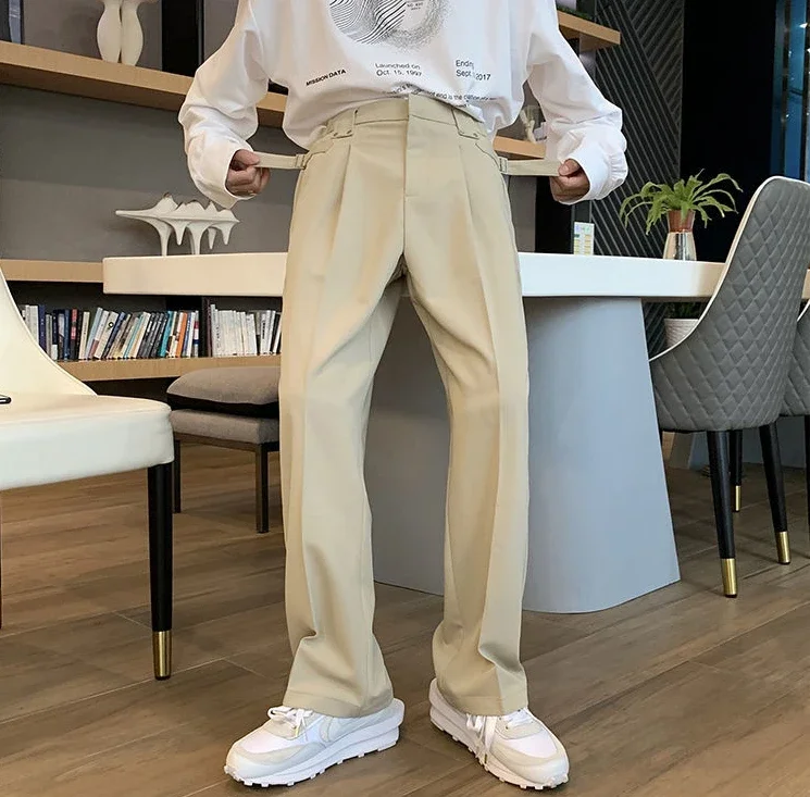 Description Picture 4 of itemFluid Khaki Trousers for Men Draped Wide Leg Man Suits Pants Formal High Quality Work Wear Tailoring Slacks Thin Casual Fashion