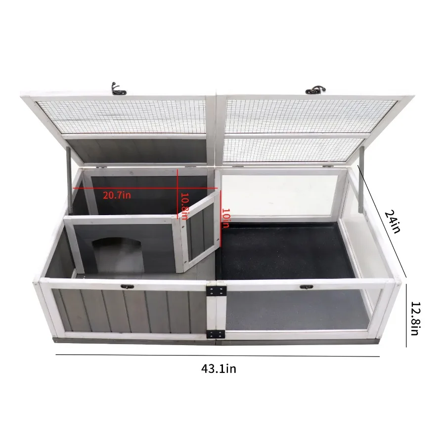 Wooden Tortoise House Indoor Turtle Enclosure for Small Animals Outdoor Wooden Reptile Cage