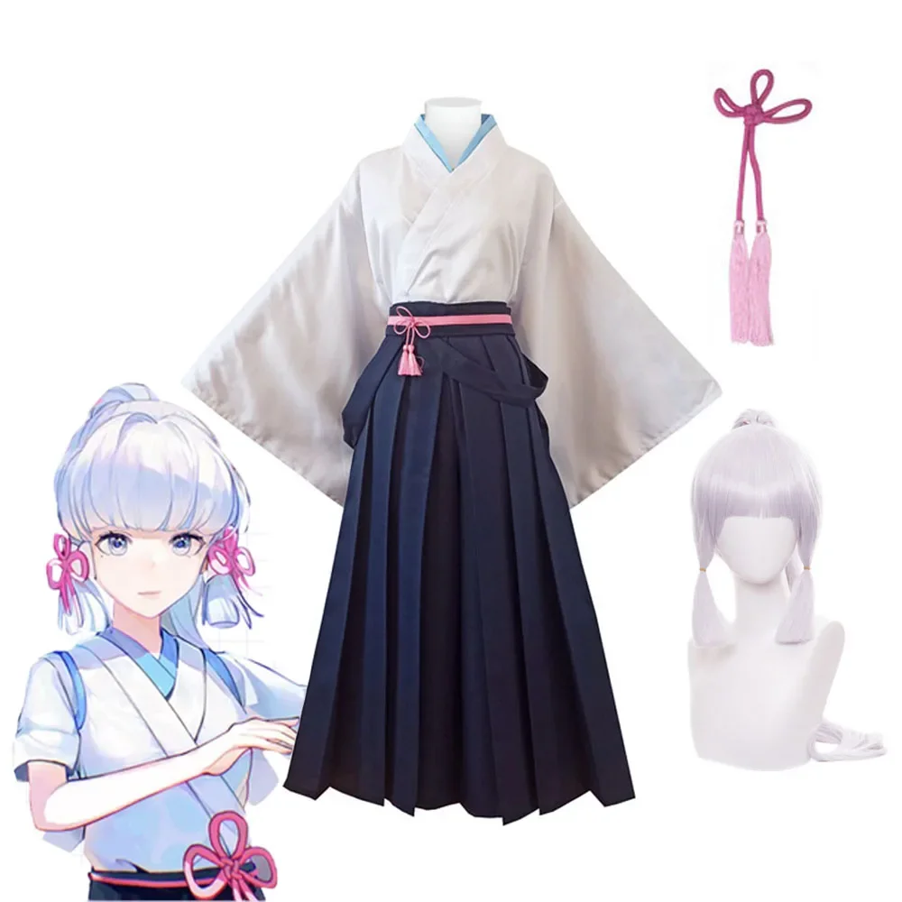 Games Genshin Impact Kamisato Ayaka, Cosplay Genshin Impact Ayaka, Kendou Clothing, Kimono, Young Wig, Headwear Set