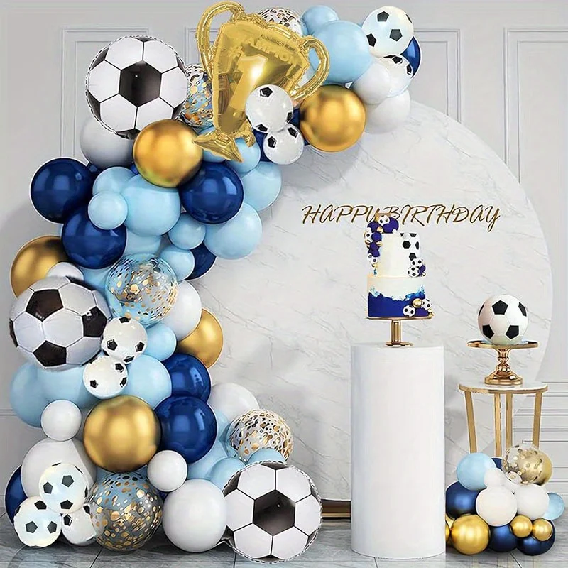 IM® Decorazione Compleanno Calcio – 26 Palloncini Lattice + 5 Foil + Ghirlanda, Kit Festa A Tema Per Bambini