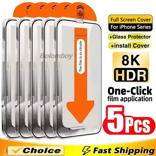 1-5PCS HD Oleophobic Coating Screen Protectors For iPhone 17 Pro Max 18 16e Air 16 15 14 13 12 11 XR XS 7 8 Plus Tempered Glass