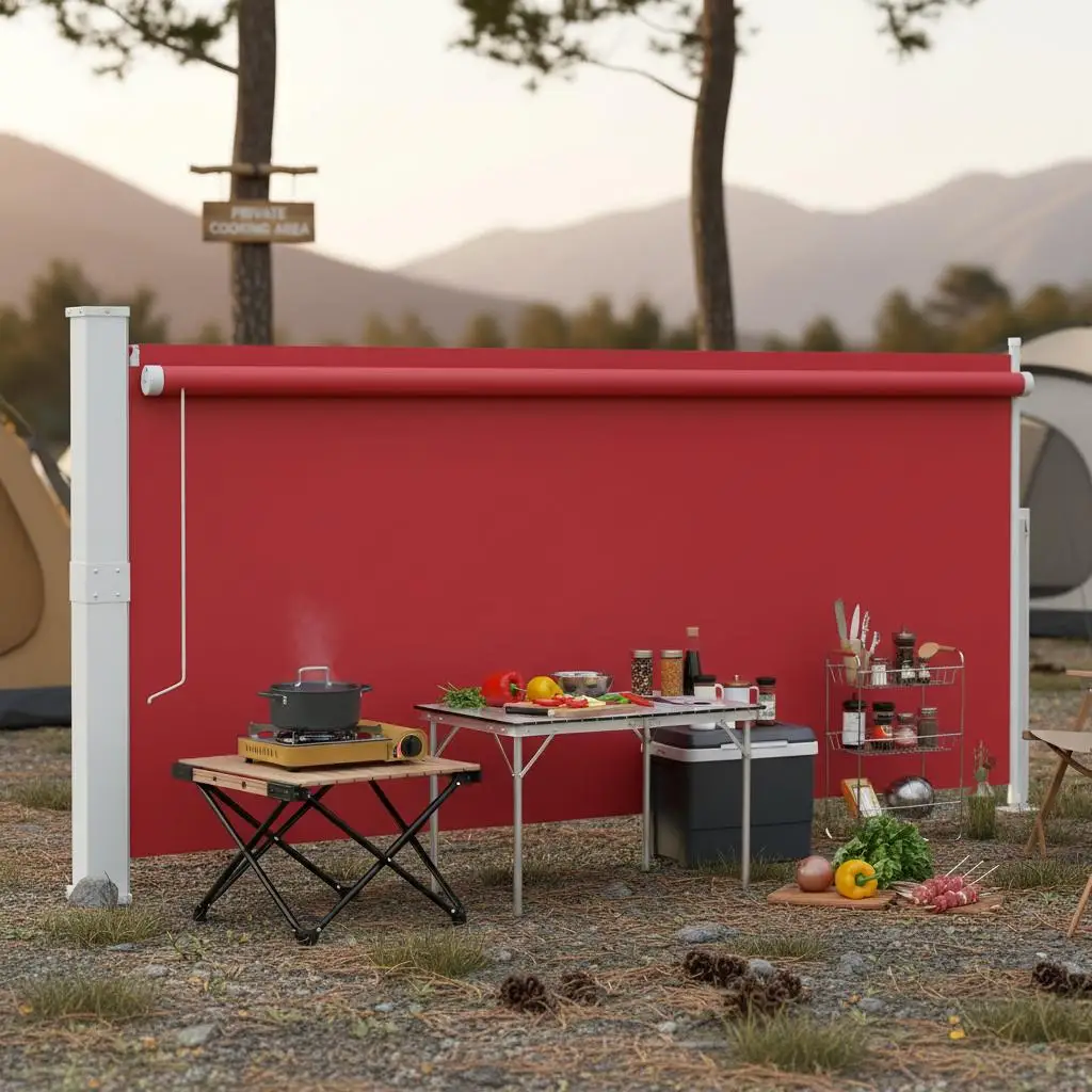 Einziehbares Seitenmarkise für Terrasse 170x300 cm Rot Ideal für Gärten, Terrassen und Höfe, bietet Schutz – Detail 1