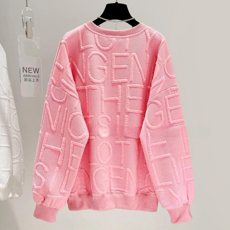 2023 Autumn Winter New Loose Oversized 150.00kg Unisex Long Sleeve Thicken Warm Fashion Women T-shirt Solid Color Casual Top