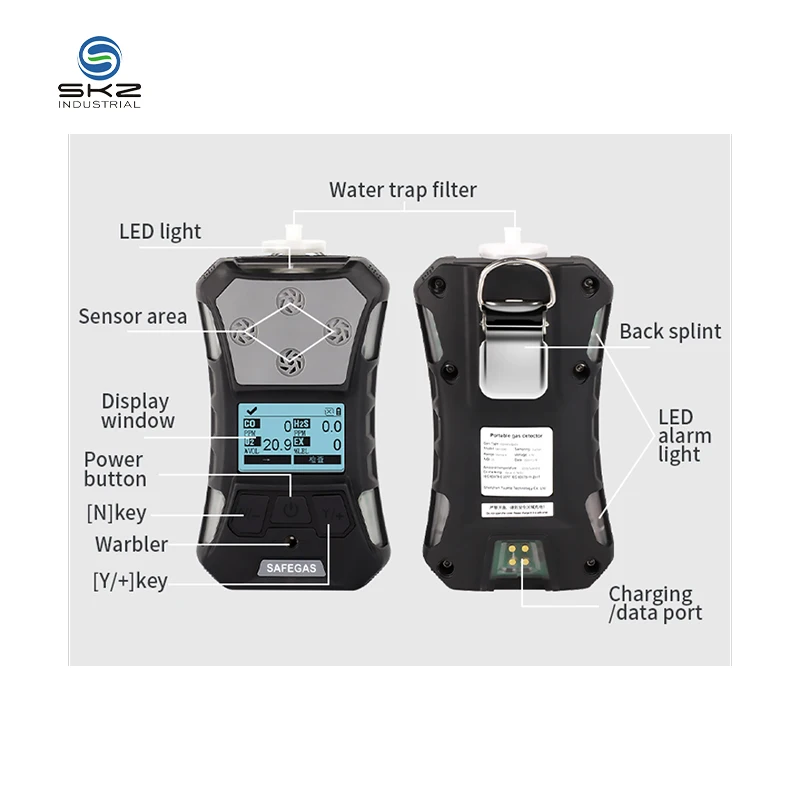 ATEX CE CO2 gas meter detector carbon dioxide gas analyzer SKZ2054C CO2 ndir sensor detector portable usb battery